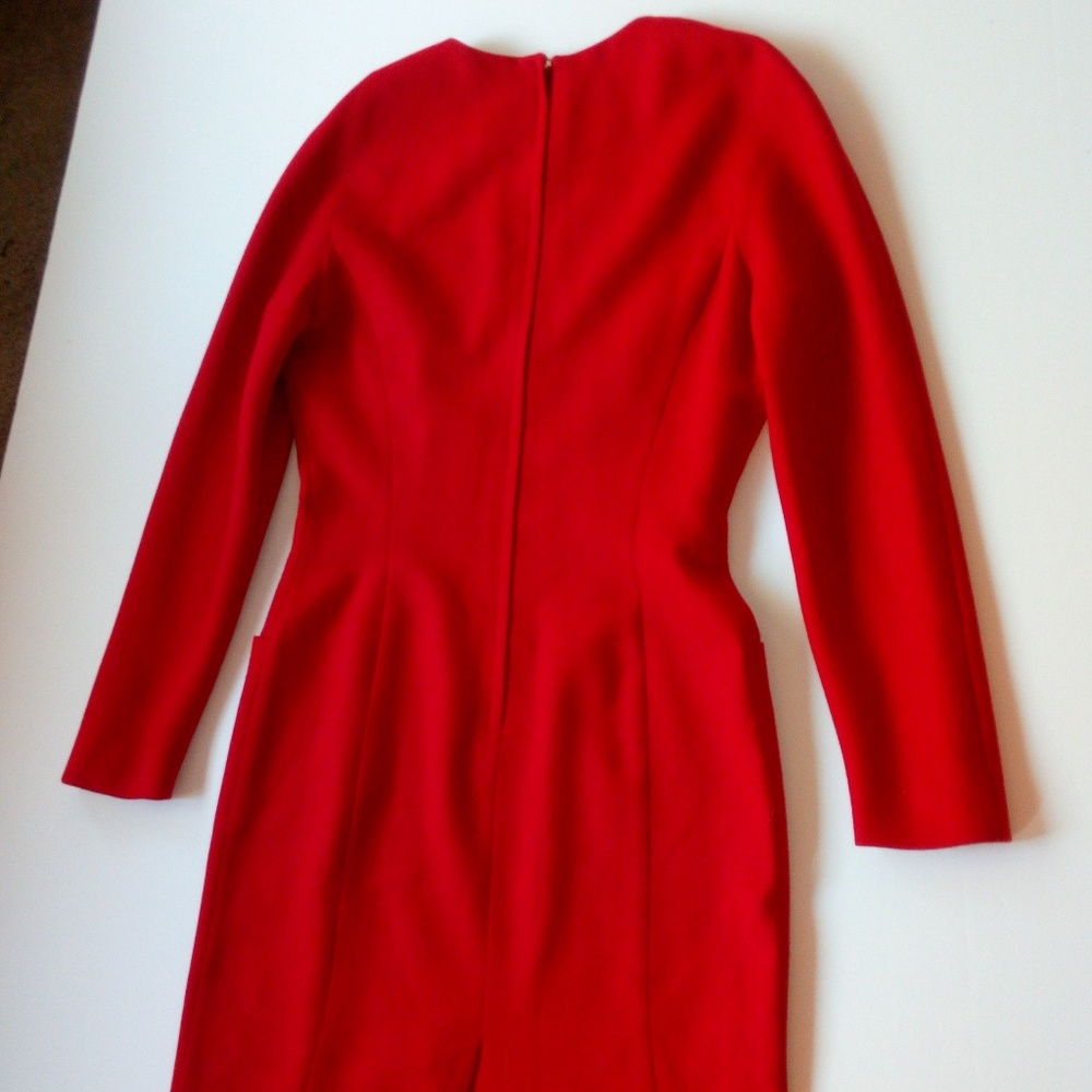Ann Taylor Knee Length Red Long Sleeve Dress Sz 4 - Picture 3 of 8